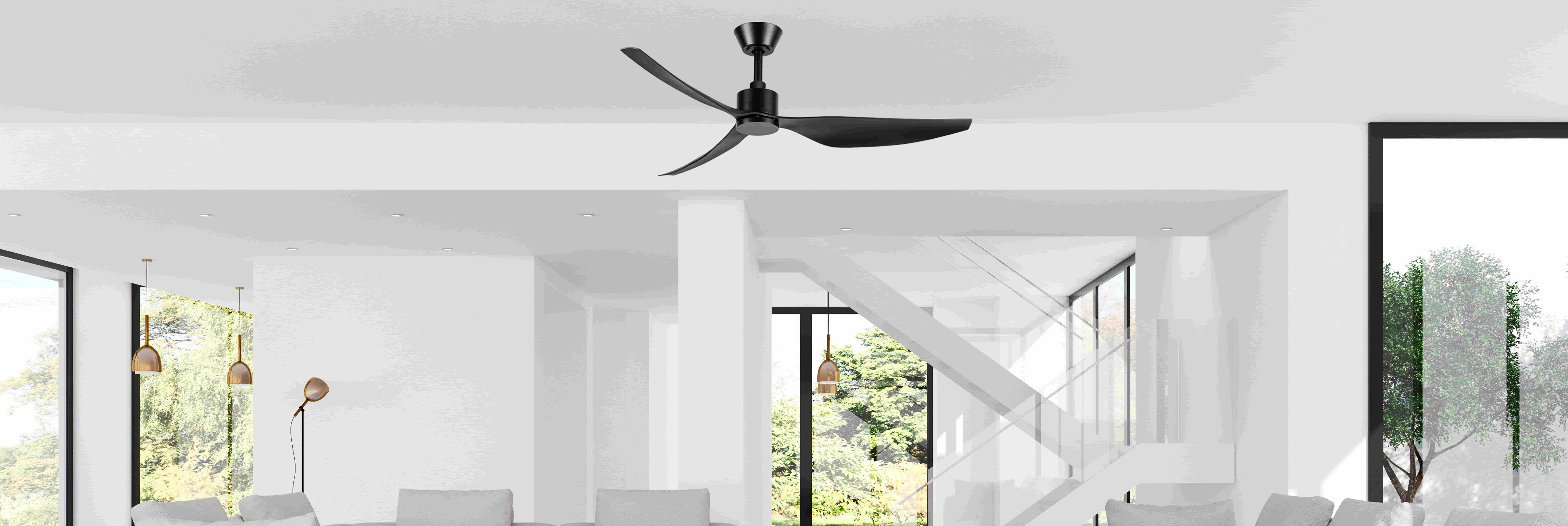 Straight blade fan lamp